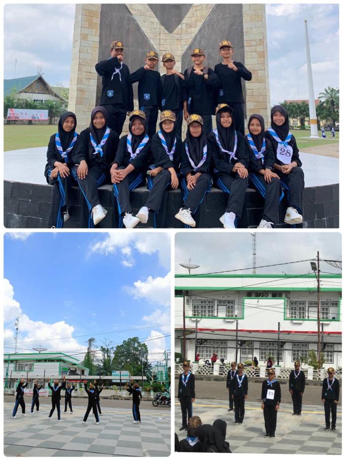 2 Tim Perwakilan Putra dan Putri dari Gugus Depan 113/114 MTs Negeri 2 Batang Hari Mengikuti Kegiatan Lomba Senam Pramuka. 