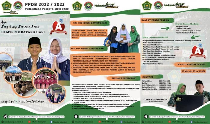 MTs Negeri 2 Batang Hari Resmi Membuka Pendaftaran Peserta Didik Baru Tahun Pelajaran 2022/2023