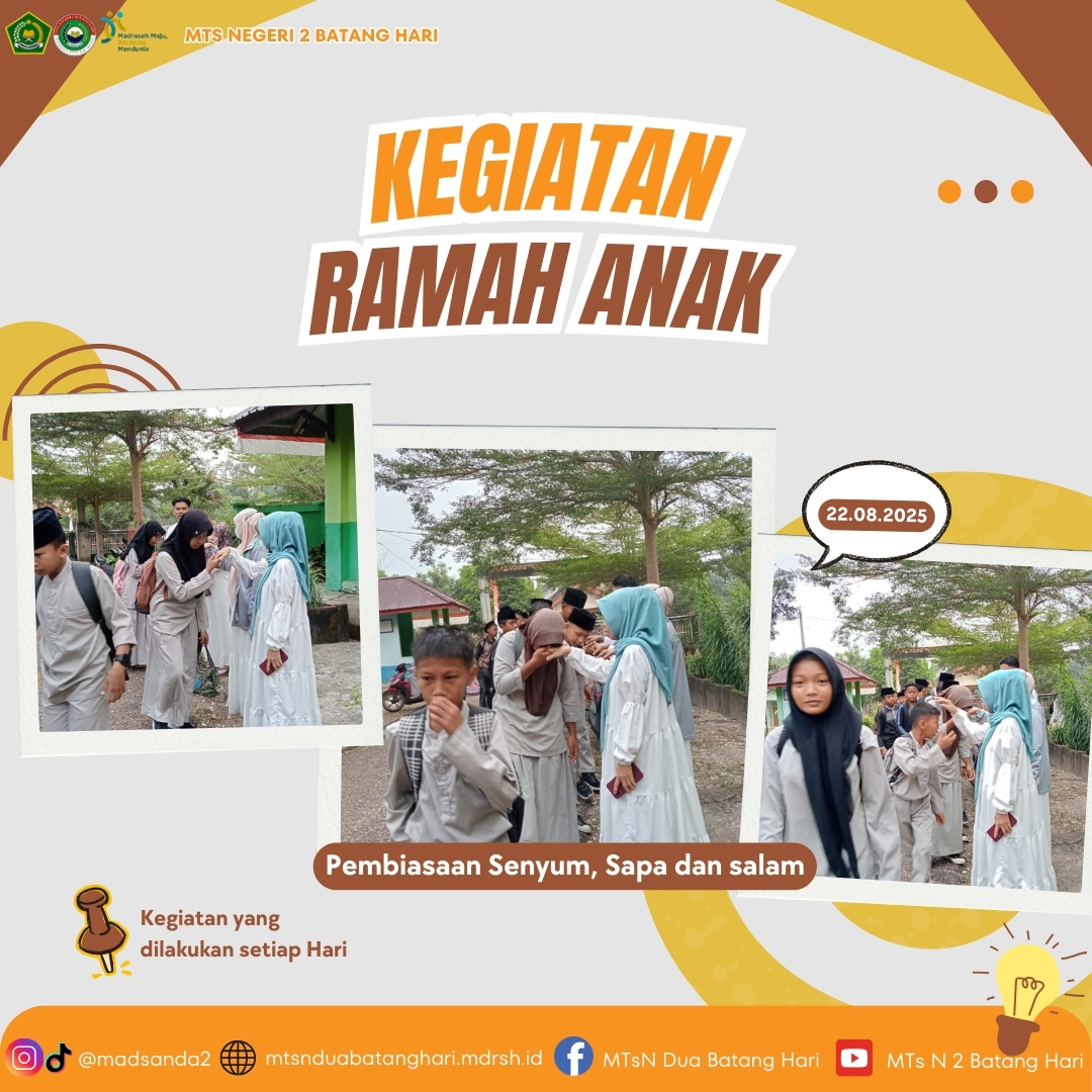 Awali Hari dengan Salaman, MTsN 2 Batang Hari Wujudkan Madrasah Ramah Anak