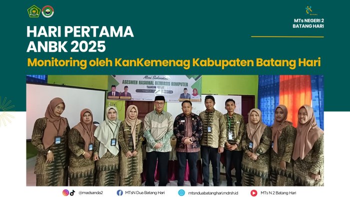 Hari Pertama ANBK 2025 di MTs Negeri 2 Batang Hari, Kankemenag dan Kasi Penmad Lakukan Monitoring